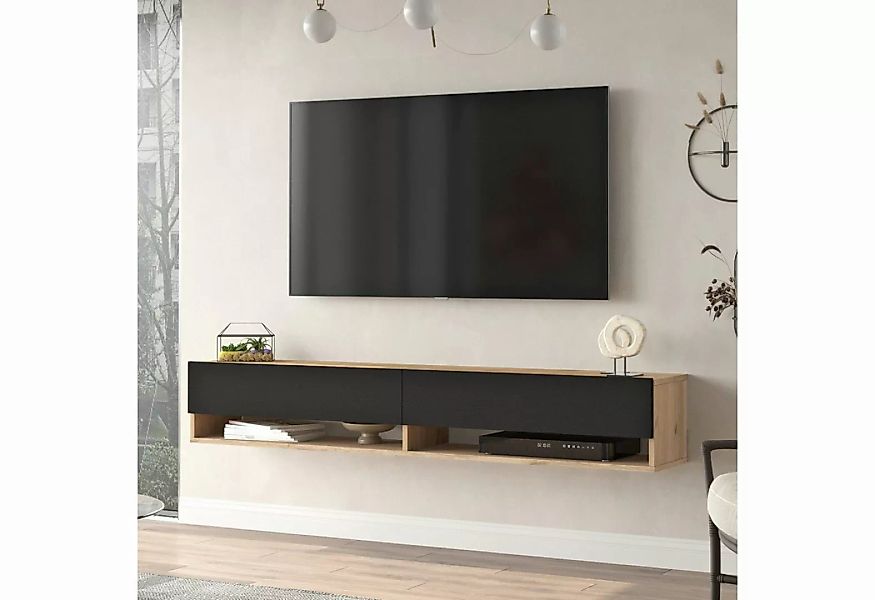 en.casa TV-Schrank »Laitila« TV Hängeboard 180x31,5x29,5cm Eiche/Schwarz günstig online kaufen