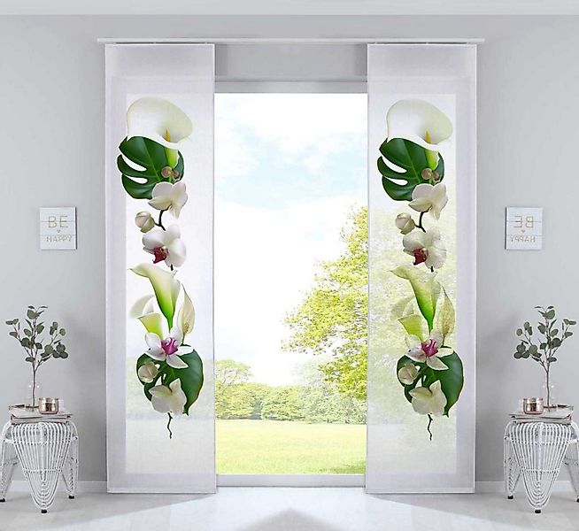 Gardinenbox Schiebegardine (2 St), Klettband, halbtransparent, 2er Set Schi günstig online kaufen