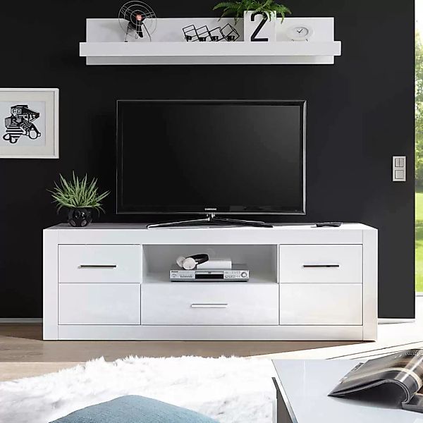 TV Lowboard in Hochglanz Weiß 180 cm breit günstig online kaufen