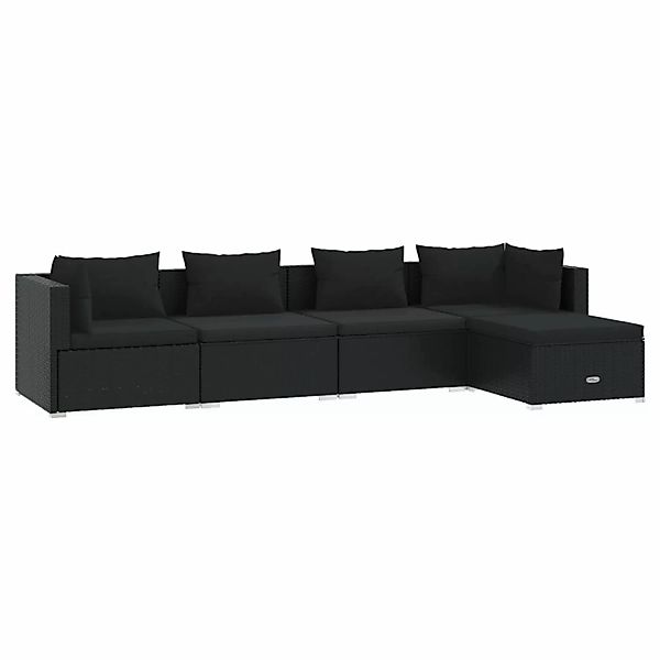 Vidaxl 5-tlg. Garten-lounge-set Mit Kissen Poly Rattan Schwarz günstig online kaufen