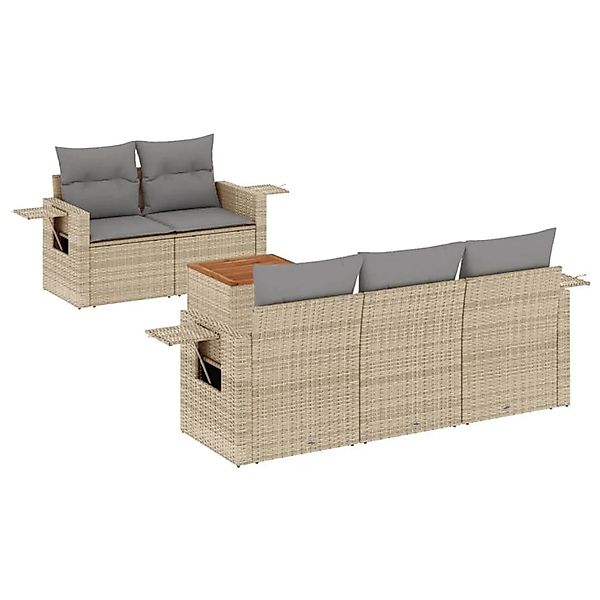 vidaXL 6-Tlg Garten-Sofagarnitur mit Kissen Beige Poly Rattan 3224449 günstig online kaufen