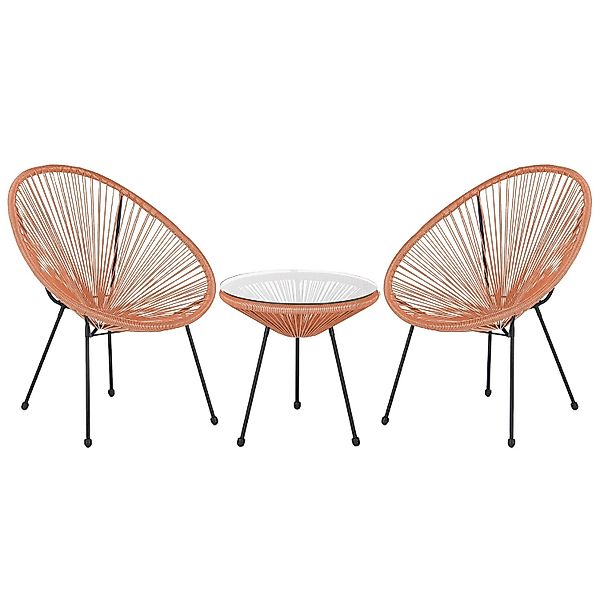 Beliani Bistro Set ACAPULCO II Orange Schwarz 90x70x87 günstig online kaufen