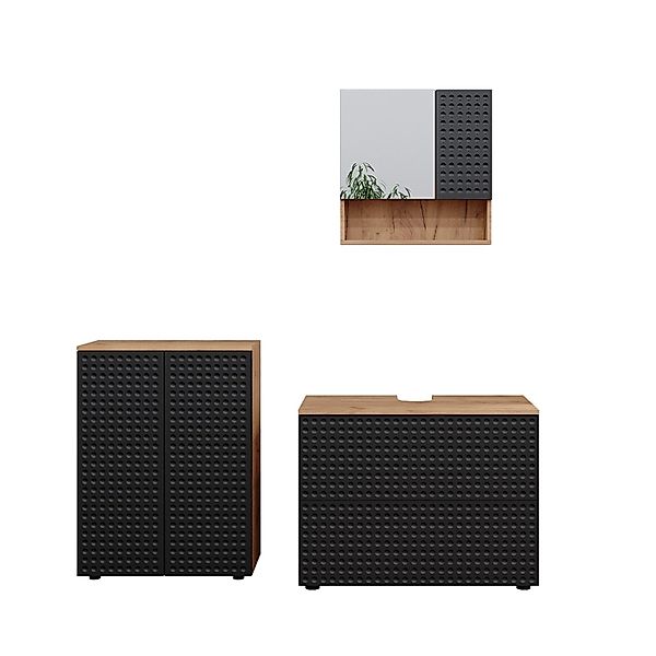 Vicco Badmöbel-Set Irma Goldkraft Eiche/Anthrazit 3 Teile mit Unterschrank günstig online kaufen