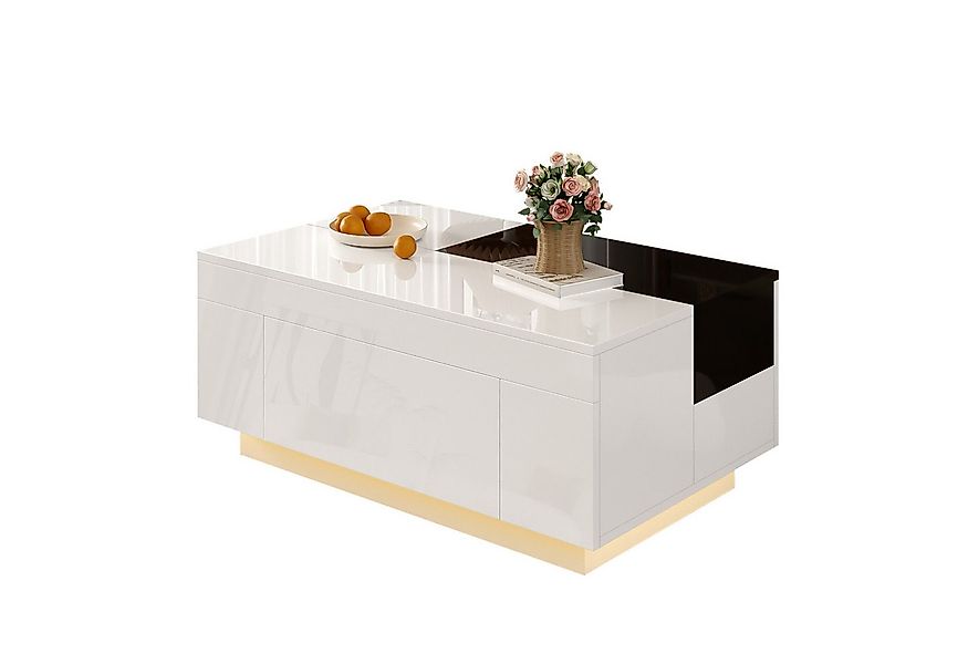 Merax Couchtisch hochglanz Sofatisch Beistelltisch mit LED-Beleuchtung (Woh günstig online kaufen