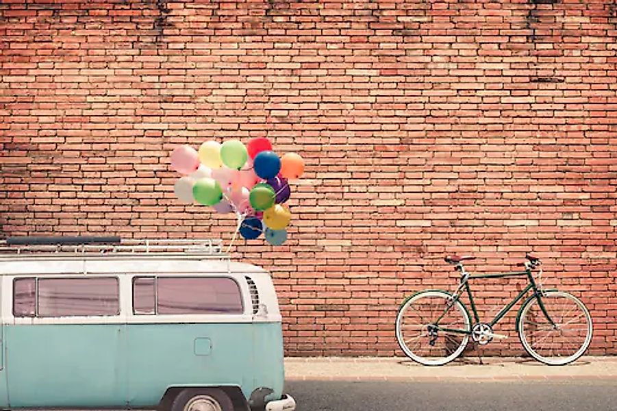 queence Acrylglasbild »Hauswand« Auto   Kunst   Luftballon Fine Art-Print i günstig online kaufen