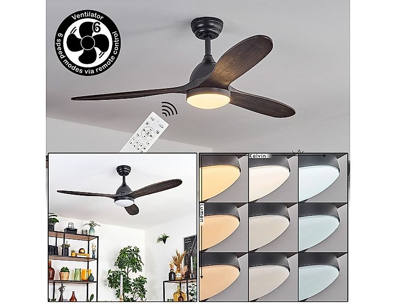 hofstein Deckenventilator dimmbarer Deckenventilator aus Metall/Holz in Sch günstig online kaufen