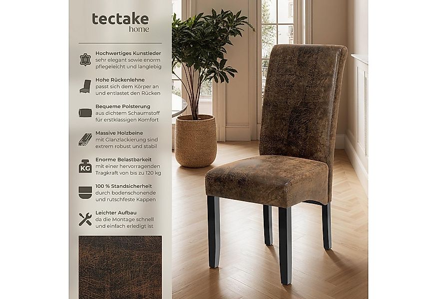 tectake Esszimmerstuhl Küchenstuhl, ergonomisch, massives Hartholz (Set, 6 günstig online kaufen