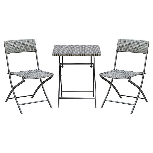 Outsunny Polyrattan Bistroset 2 Personen Sitzgruppe grau, Gartenmöbel aus R günstig online kaufen