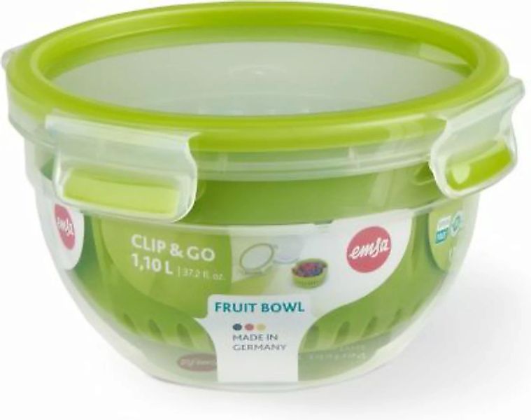 Emsa Obstbox Fruitbowl Kunststoff, 1,1 Liter Clip   Go grün günstig online kaufen