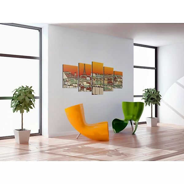 Wandbild Pariser Himmel in Orange XXL günstig online kaufen
