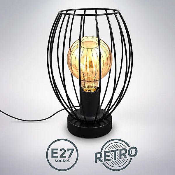 B.K.Licht Tischleuchte »Retro-Tischlampe, Metall, Schwarz«, 1 flammig, Leuc günstig online kaufen
