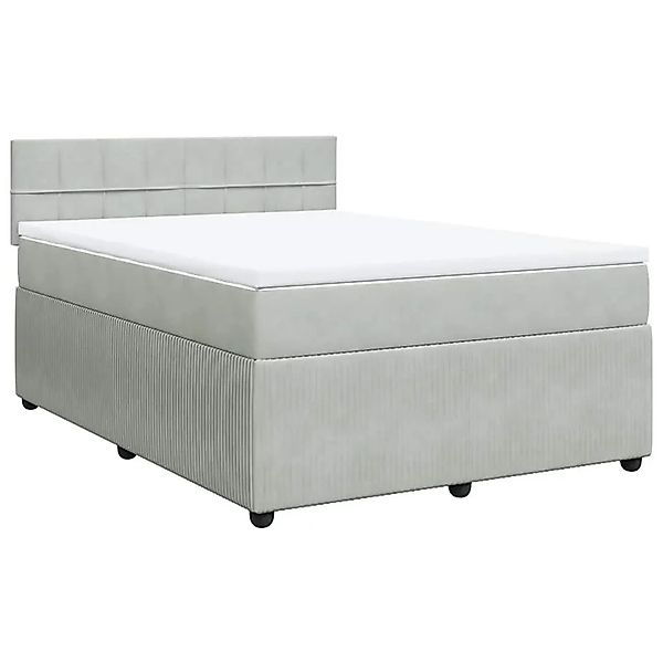 vidaXL Boxspringbett mit Matratze Hellgrau 140x190 cm Samt 3290034 günstig online kaufen