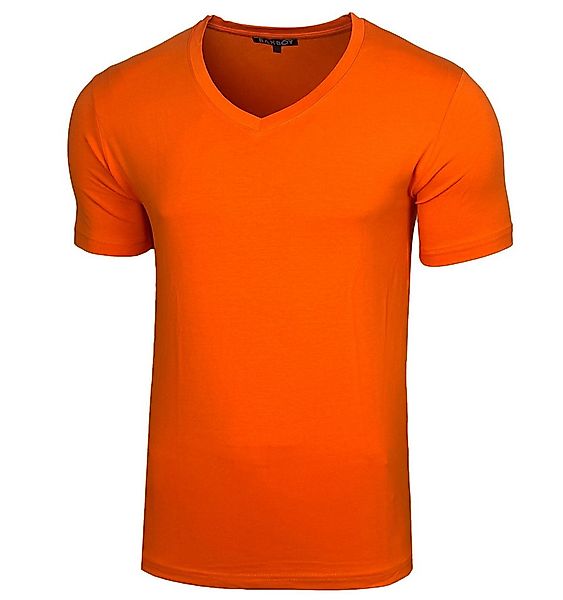 Baxboy T-Shirt Baxboy tiefer V-Ausschnitt Uni Basic Herren Kurzarm T-Shirt günstig online kaufen