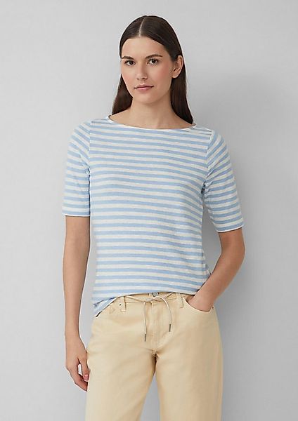 s.Oliver Kurzarmshirt T-Shirt Gestreiftes T-Shirt im Slim Fit mit Flammgarn günstig online kaufen