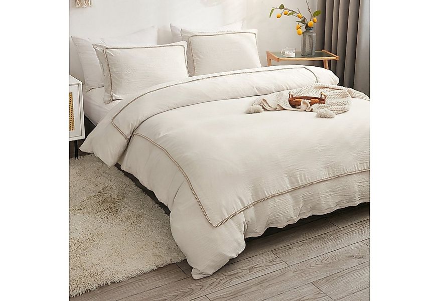 BYSURE Bettwäsche, Polyester, 3 teilig, Boho Chic, Weiche Quaste Bettbezug günstig online kaufen