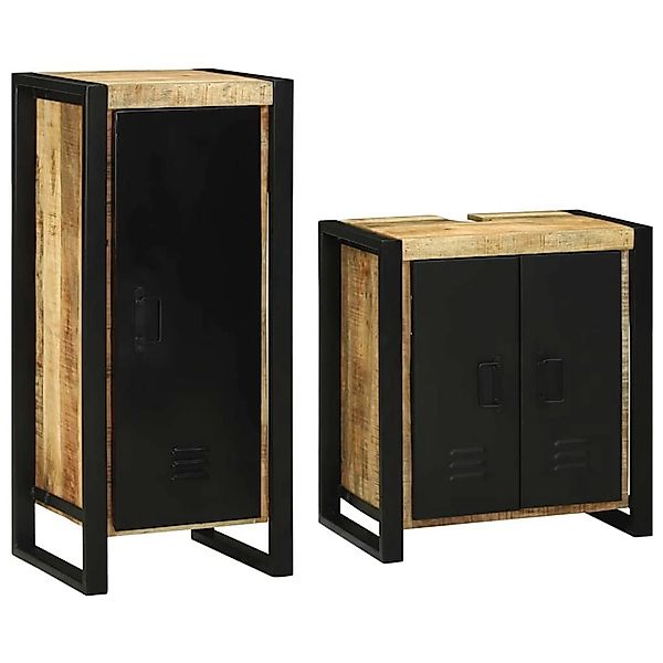 vidaXL Badezimmermöbel Set mit Stauraum 2-Tlg Braun Massivholz Mango 330560 günstig online kaufen