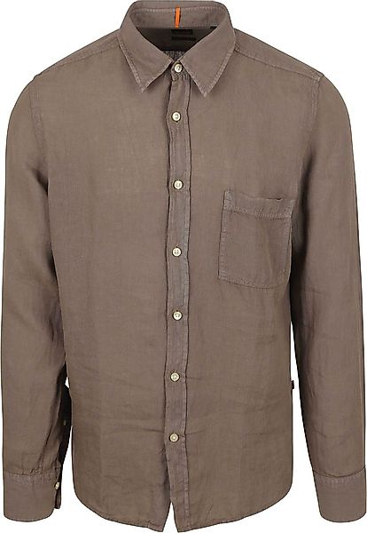 BOSS Relegant Hemd Leinen Taupe - Größe XL günstig online kaufen