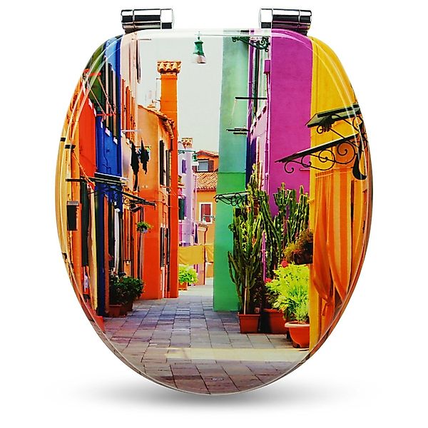 Sanfino WC-Sitz „Colorful Houses“ hochwertiger Toilettendeckel günstig online kaufen