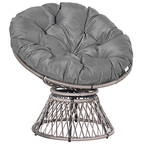 Outsunny Papasansessel Korbsessel mit Polster 360 Grad drehbar Rattan Grau günstig online kaufen