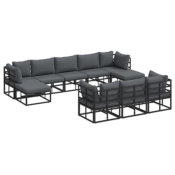 vidaXL Garten-Sofa-Set mit Kissen 10-Tlg Schwarz Aluminium 3378914 günstig online kaufen