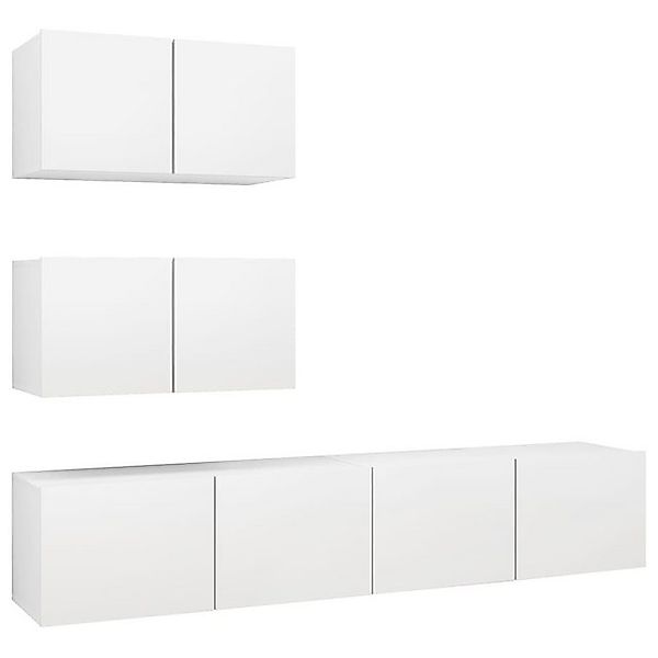 furnicato TV-Schrank 4-tlg. TV-Schrank-Set Weiß Holzwerkstoff (1-St) günstig online kaufen