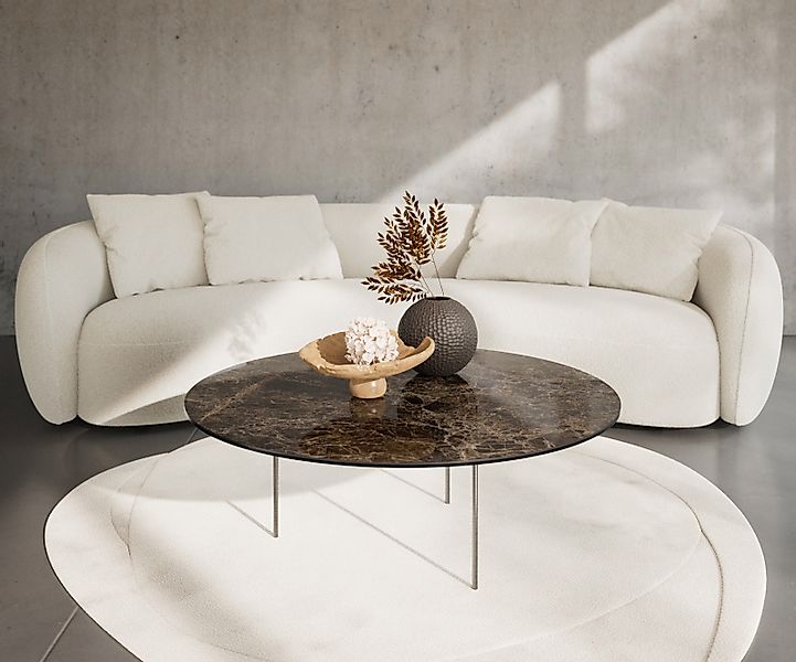 Couchtisch Edge Rund 100x100 cm Keramik Laminam® Emperador Extra Lucidato D günstig online kaufen