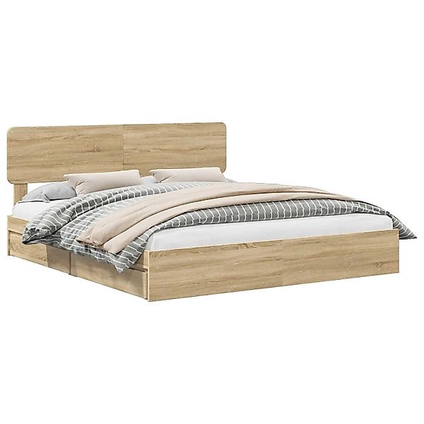 vidaXL Stauraumbett Sonoma-Eiche 200 x 200 cm Holzwerkstoff 3412243 günstig online kaufen
