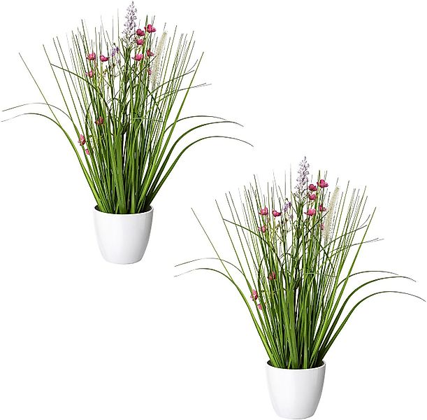 Kunstgras Blüten-Gras-Mix, Creativ green, Höhe 41 cm, in weißer Kunststoffs günstig online kaufen