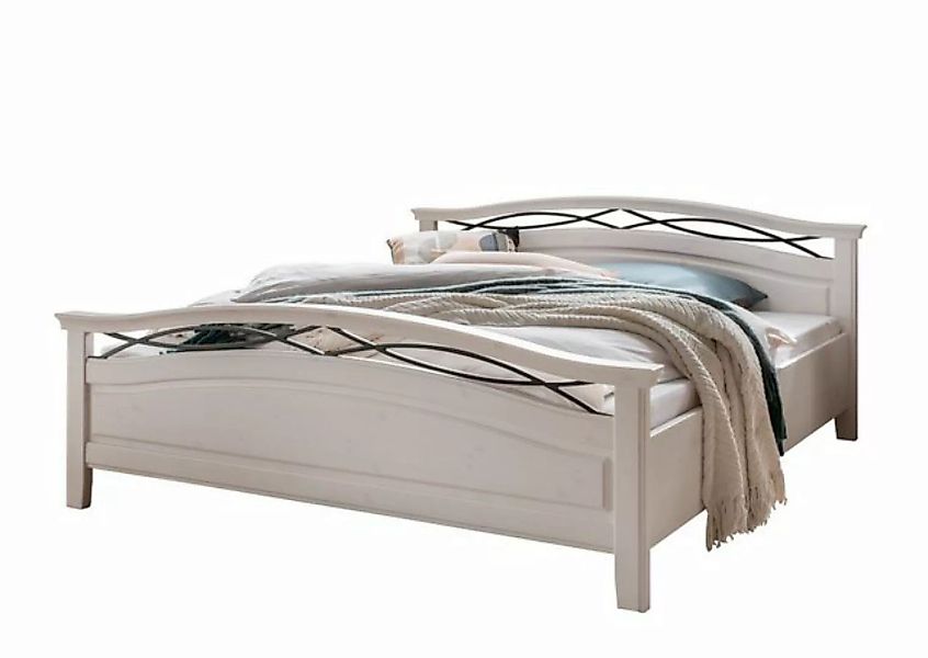 G+K Möbelvertriebs GmbH Bett aus Kiefernholz gewachst in weiß (BxHxT: 197x8 günstig online kaufen