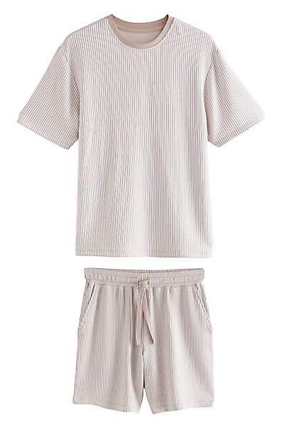 Next Pyjama Gestreifter, kurzer Seersucker-Schlafanzug, Jersey günstig online kaufen