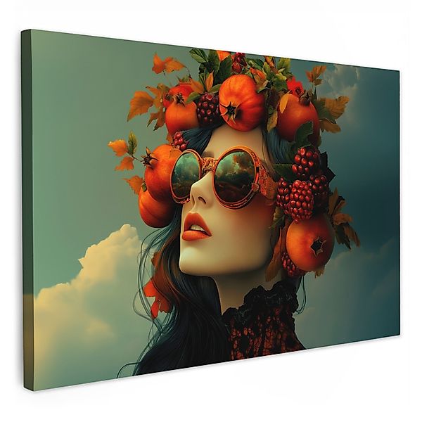 OneMillionCanvasses® Leinwandbild Frau - Granatapfel - günstig online kaufen