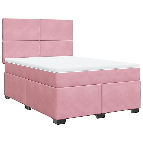 vidaXL Boxspringbett mit Matratze Rosa 140x200 cm Samt 3293229 günstig online kaufen