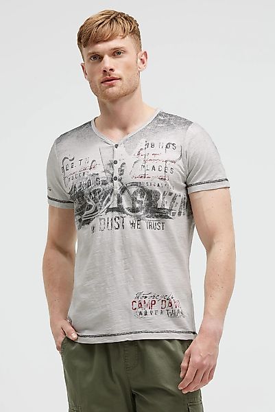 CAMP DAVID Henleyshirt mit offener Kante am Ausschnitt günstig online kaufen