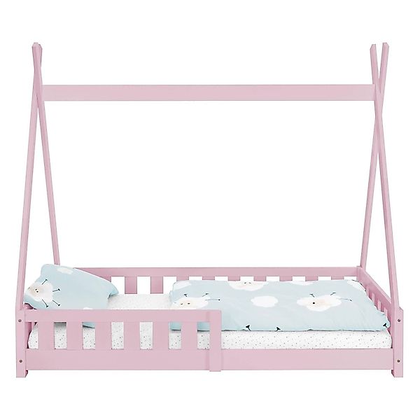 ML-Design Kinderbett Tipi 80x160 cm Rosa mit Rausfallschutz Lattenrost günstig online kaufen