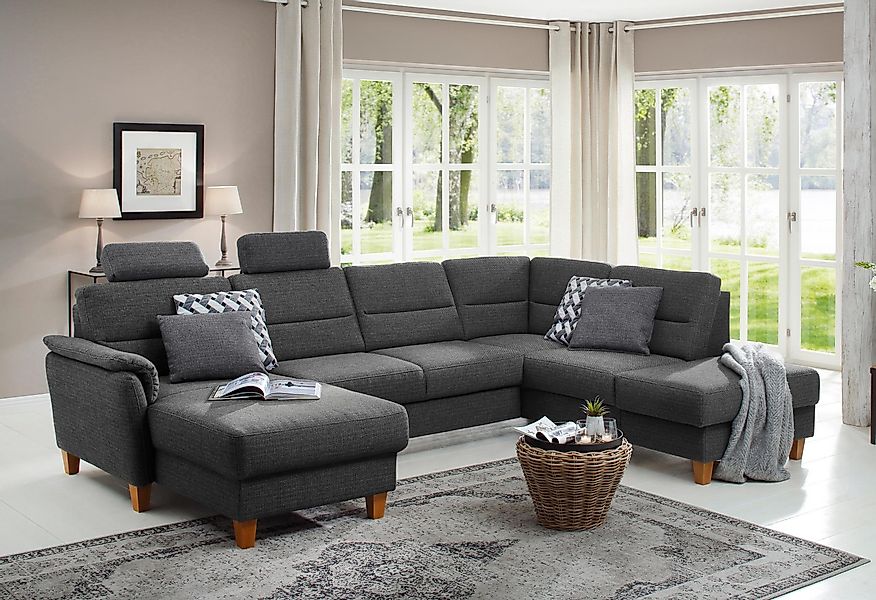 Home affaire Wohnlandschaft "Palmera U-Form, B: 308 cm", optional Bettfunkt günstig online kaufen