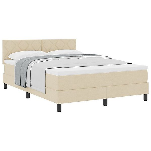 vidaXL Bett Boxspringbett mit Matratze Creme 160x200 cm Stoff (1-tlg) günstig online kaufen