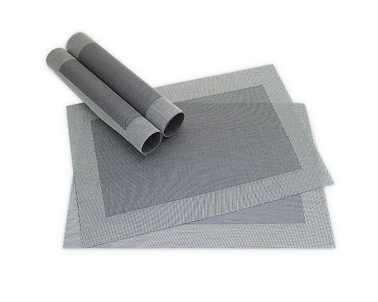 matches21 HOME & HOBBY Platzset Tischsets BORDA 4er Set Schwarz-silber als günstig online kaufen