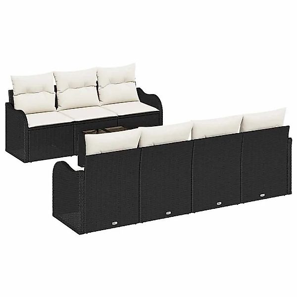vidaXL Gartensofa-set mit Kissen mit Speicher 8-Tlg Schwarz und Creme 33542 günstig online kaufen