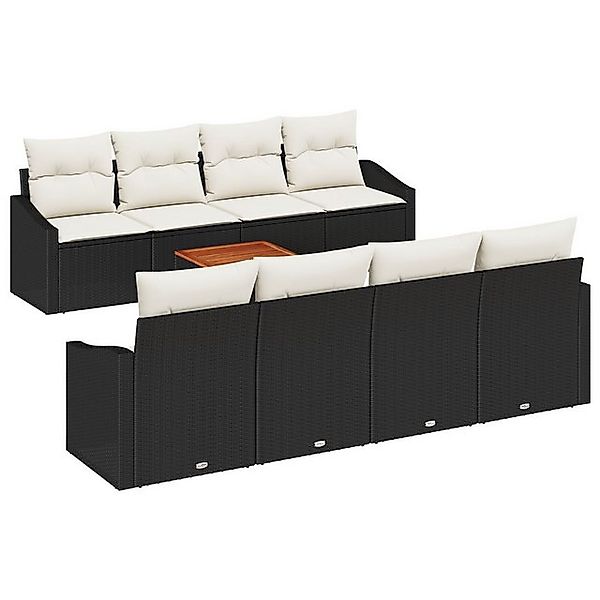 vidaXL Loungesofa 7-teiliges Garten Sofa Set mit Kissen Schwarz Poly Rattan günstig online kaufen