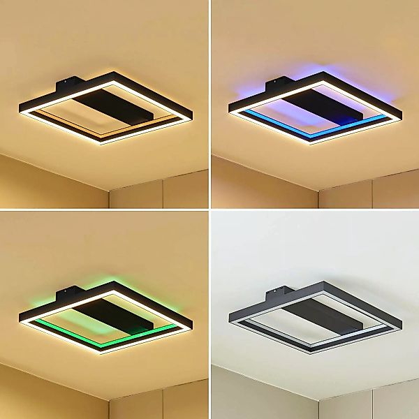 Lucande Smart LED-Deckenleuchte Tjado, 50 cm, schwarz, Tuya günstig online kaufen