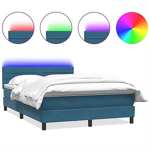 vidaXL Boxspringbett, Boxspringbett mit Matratze Dunkelblau 140x220 cm Samt günstig online kaufen