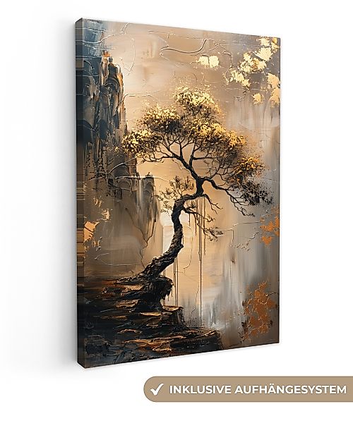 OneMillionCanvasses® Leinwandbild Baum - Gold - günstig online kaufen