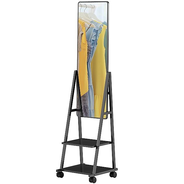 HOMCOM Ganzkörperspiegel, 42 x 155 cm Standspiegel mit Ablage, Stehspiegel günstig online kaufen