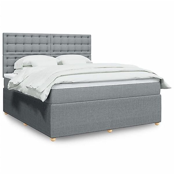 vidaXL Boxspringbett, Boxspringbett mit Matratze Hellgrau 180x200 cm Stoff günstig online kaufen