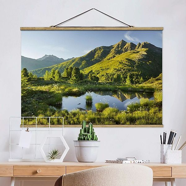 Stoffbild Berge mit Posterleisten - Querformat Blick vom Hirschbichl ins De günstig online kaufen