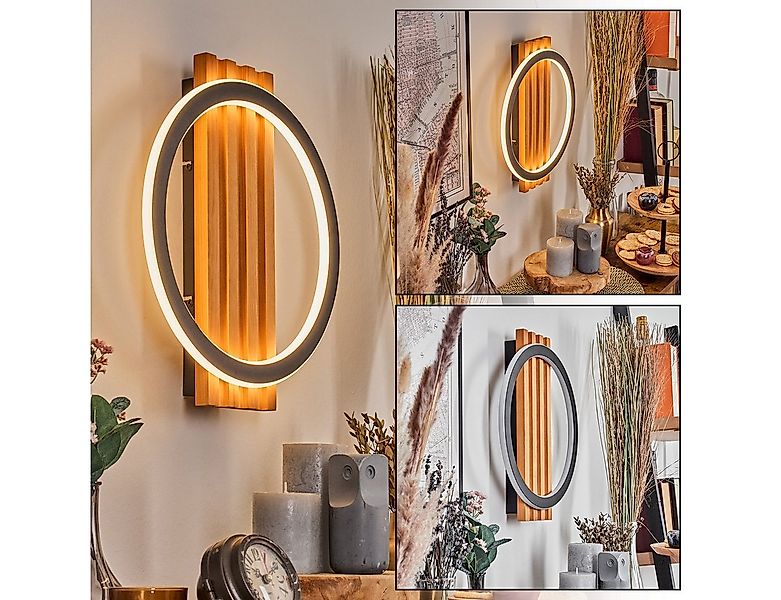 hofstein Wandleuchte Wandlampe aus Holz/Metall/Kunststoff in Natur/Schwarz/ günstig online kaufen