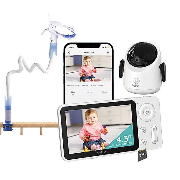 Boifun Babyphone 2MP Babyphone mit Kamera 30 Stunden Akku mit 4,3 Zoll mit günstig online kaufen