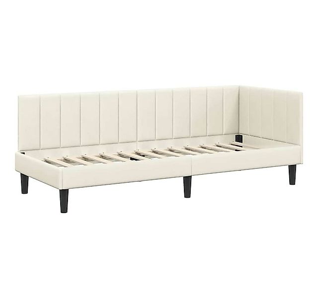 vidaXL Bett Eckbettgestell mit Kopfteil Creme 80 cm x 200 cm Stoff (1-tlg) günstig online kaufen