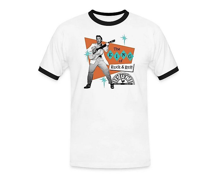 Spreadshirt T-Shirt Elvis Presley The King Of Rock & Roll Männer Kontrast T günstig online kaufen