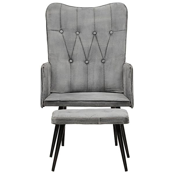vidaXL Ohrensessel mit Hocker Grau Vintage Canvas günstig online kaufen